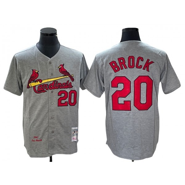 St. Louis Cardinals #20 Lou Brock 1967 Throwback Gray Jersey