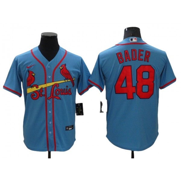 St. Louis Cardinals #48 Harrison Bader Light Blue Cool Base Jersey