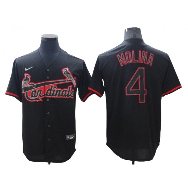 St. Louis Cardinals #4 Yadier Molina Black Shadow Cool Base Jersey