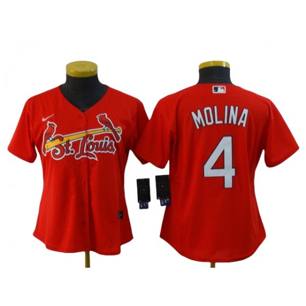 St. Louis Cardinals #4 Yadier Molina Women's Red Cool Base Jersey