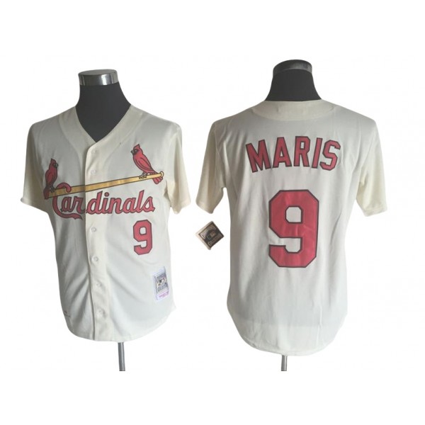 St. Louis Cardinals #9 Roger Maris 1967 Throwback Cream Jersey