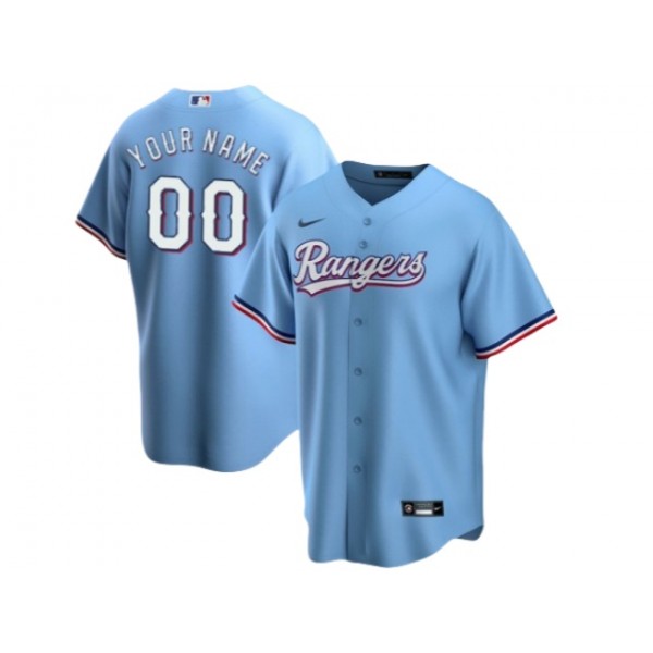 Texas Rangers #00 Light Blue Cool Base Custom Jersey