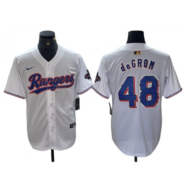 Texas Rangers #48 Jacob deGrom White Cool Base Jersey