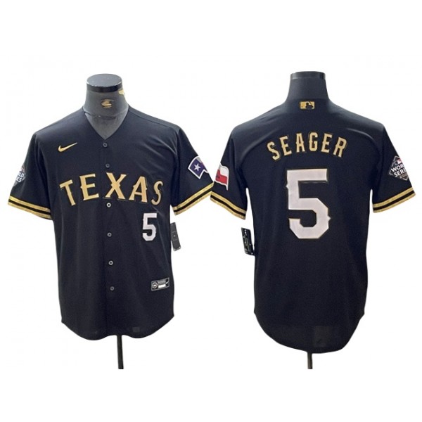 Texas Rangers #5 Corey Seager Black Gold Fashion Jersey