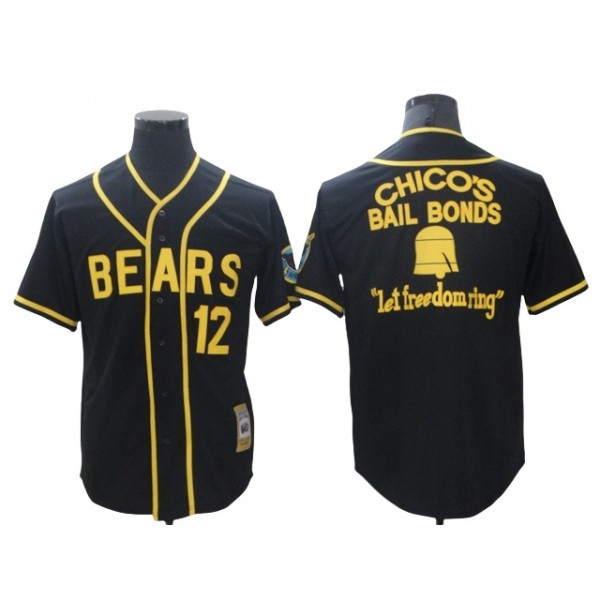 The Bad News Bears #12 Tanner Boyle Black Chico's Bail Bonds Movie Baseball Jersey