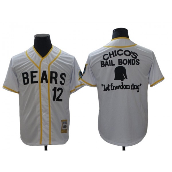 The Bad News Bears #12 Tanner Boyle White Chico's Bail Bonds Movie Baseball Jersey