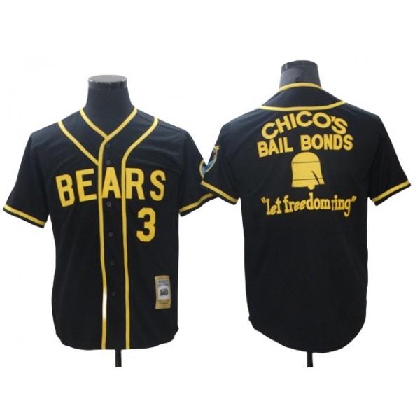 The Bad News Bears #3 Kelly Leak Black Chico's Bail Bonds Movie Baseball Jersey