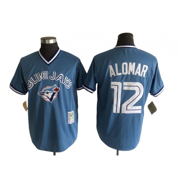 Toronto Blue Jays #12 Roberto Alomar Throwback Light Blue Pullover Jersey