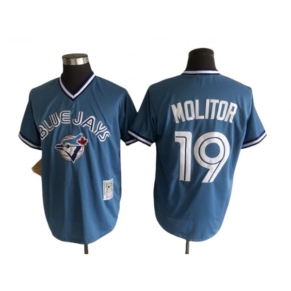 Toronto Blue Jays #19 Paul Molitor Throwback Light Blue Pullover Jersey