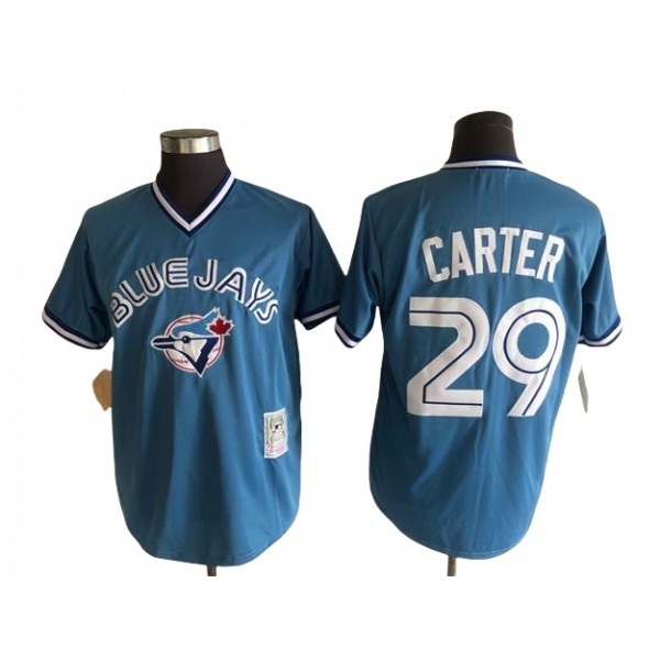 Toronto Blue Jays #29 Joe Carter Throwback Light Blue Pullover Jersey