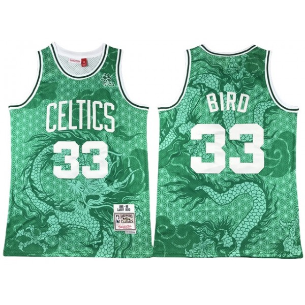 Boston Celtics #33 Larry Bird Year of the Dragon Green Hardwood Classics Jersey