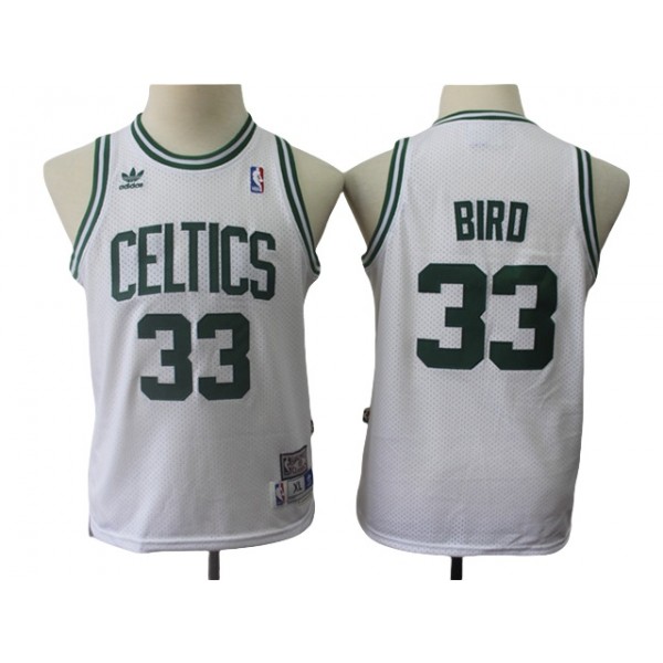 Boston Celtics #33 Larry Bird Youth White Hardwood Classics Jersey