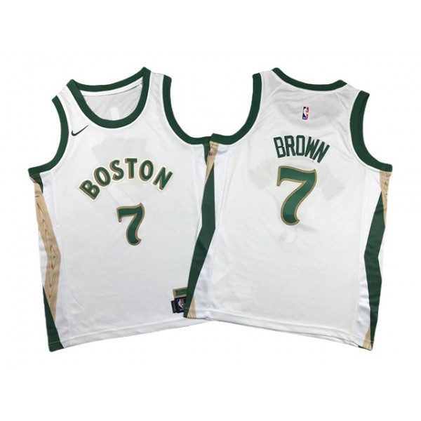 Boston Celtics #7 Jaylen Brown Youth 2023-24 White City Edition Swingman Jersey