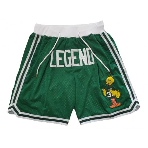 Boston Celtics Just Don "Legend" #33 Larry Bird Green Basketball Shorts