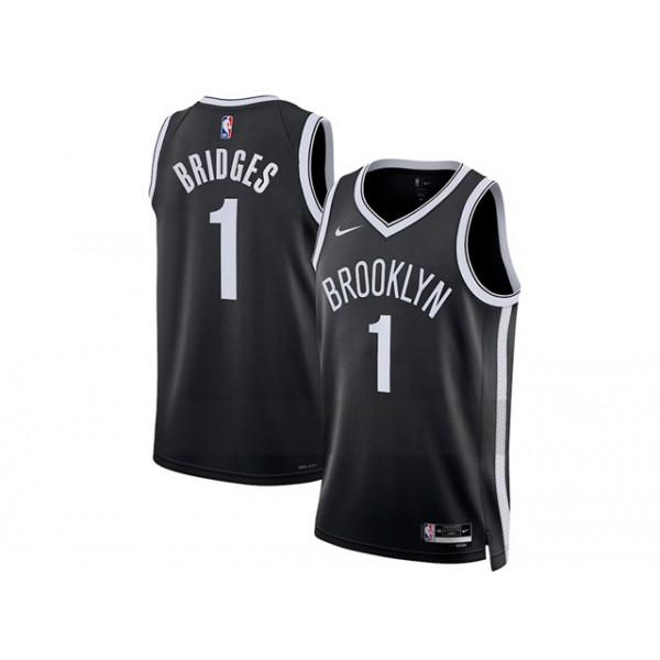 Brooklyn Nets #1 Mikal Bridges Black Swingman Jersey