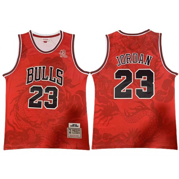 Chicago Bulls #23 Michael Jordan Year of the Dragon Red Hardwood Classics Jersey