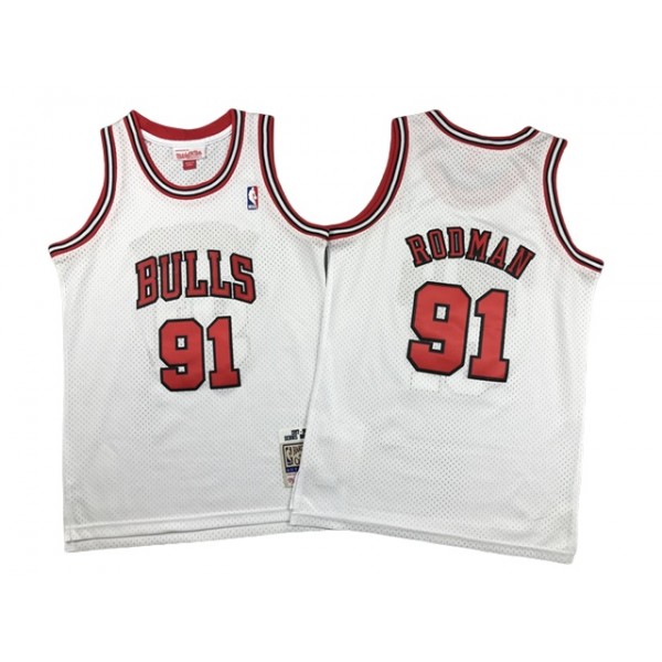 Chicago Bulls #91 Dennis Rodman Youth 1997-98 White Hardwood Classics Jersey