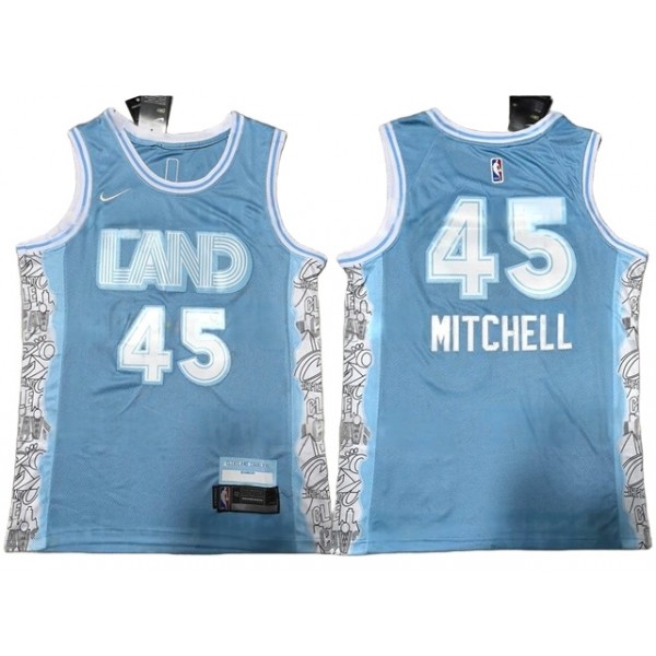 Cleveland Cavaliers #45 Donovan Mitchell 2024-25 Light Blue City Edition Swingman Jersey