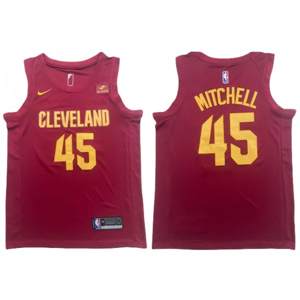 Cleveland Cavaliers #45 Donovan Mitchell Wine Swingman Jersey