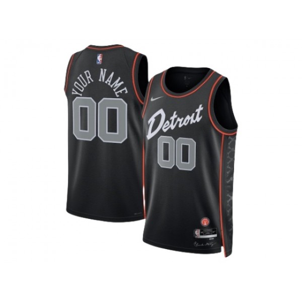 Detroit Pistons #00 Black 2023/24 City Edition Custom Jersey