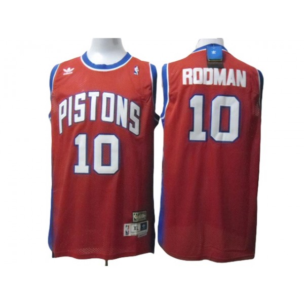 Detroit Pistons #10 Dennis Rodman Red Hardwood Classics Jersey