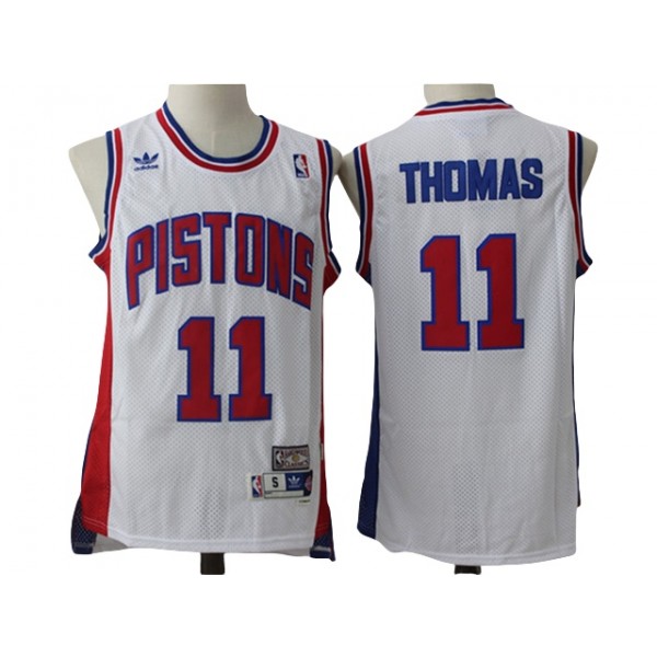 Detroit Pistons #11 Isiah Thomas White Hardwood Classics Jersey