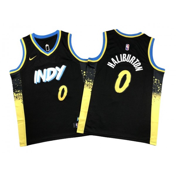 Indiana Pacers #0 Tyrese Haliburton Youth 2023-24 Black City Edition Swingman Jersey