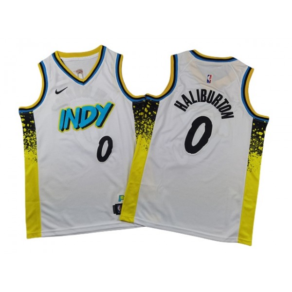 Indiana Pacers #0 Tyrese Haliburton Youth 2024/25 White City Edition Swingman Jersey