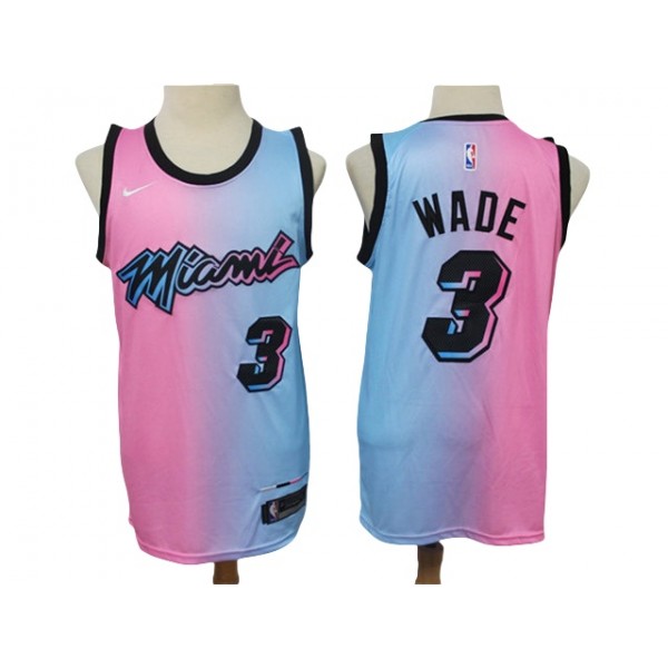 Miami Heat #3 Dwyane Wade 2020-21 Pink/Blue City Edition Swingman Jersey