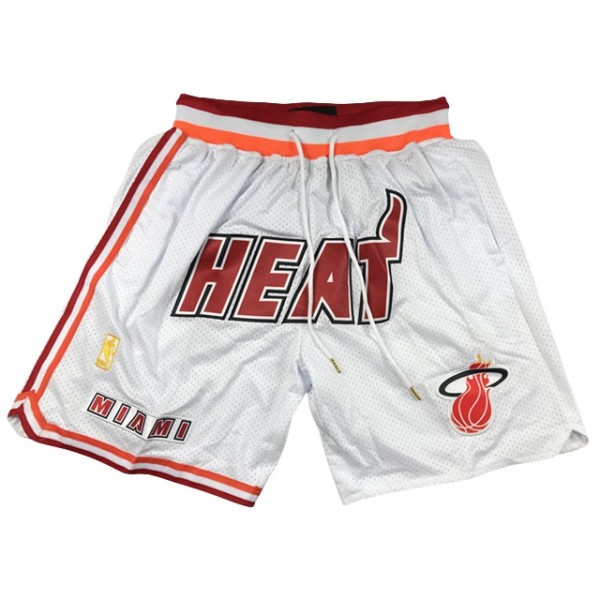 Miami Heat Just Don "Heat" White Classic Basketball Shorts