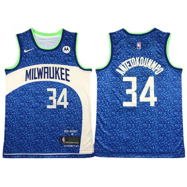 Milwaukee Bucks #34 Giannis Antetokounmpo 2023-24 Blue City Edition Swingman Jersey