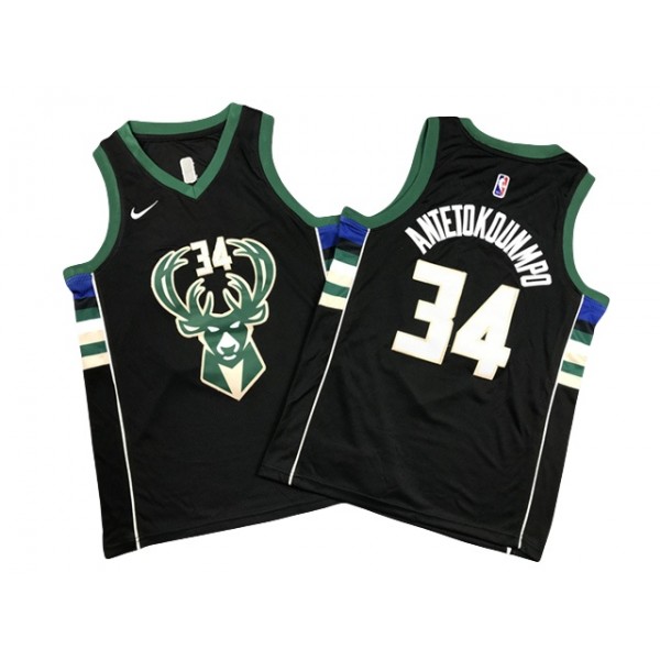 Milwaukee Bucks #34 Giannis Antetokounmpo Youth Black Swingman Jersey