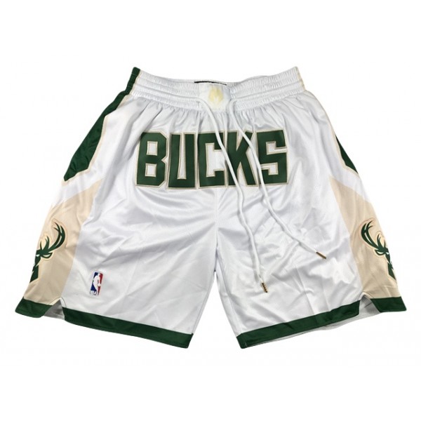 Milwaukee Bucks "Bucks" White Basketball Shorts