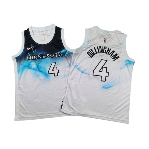 Minnesota Timberwolves #4 Rob Dillingham Youth 2024/25 White City Edition Swingman Jersey