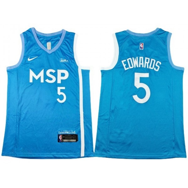 Minnesota Timberwolves #5 Anthony Edwards Light Blue MSP City Edition Swingman Jersey