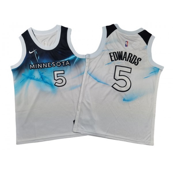 Minnesota Timberwolves #5 Anthony Edwards Youth 2024/25 White City Edition Swingman Jersey