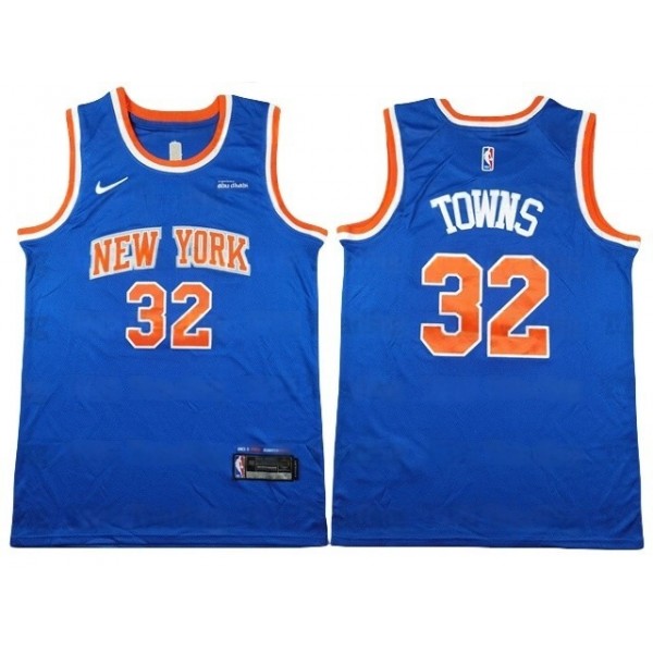 New York Knicks #32 Karl-Anthony Towns Blue Swingman Jersey