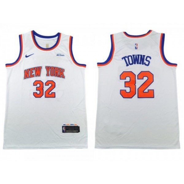 New York Knicks #32 Karl-Anthony Towns White Swingman Jersey