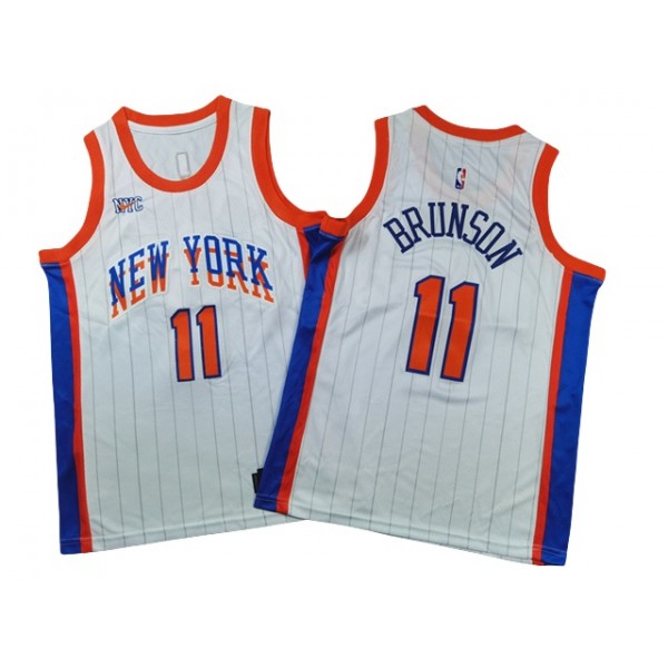 New York Knicks #11 Jalen Brunson Youth 2024/25 White City Edition Swingman Jersey