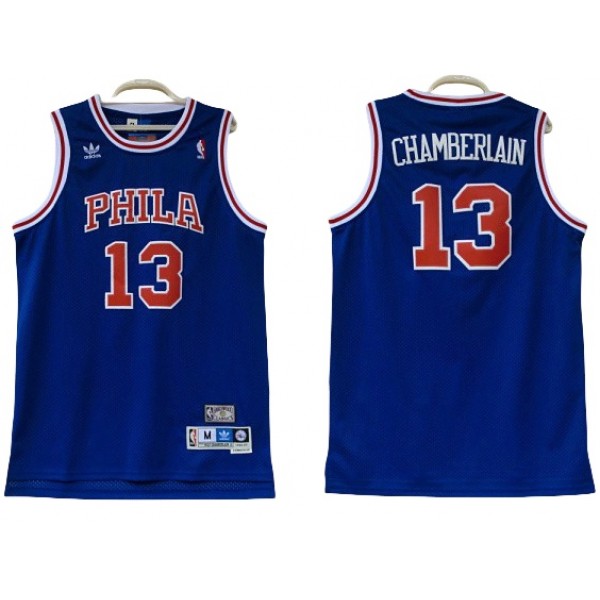 Philadelphia 76ers #13 Wilt Chamberlain Blue Throwback Jersey