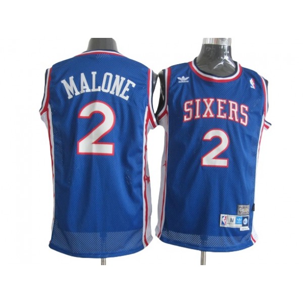 Philadelphia 76ers #2 Moses Malone Blue Hardwood Classics Jersey