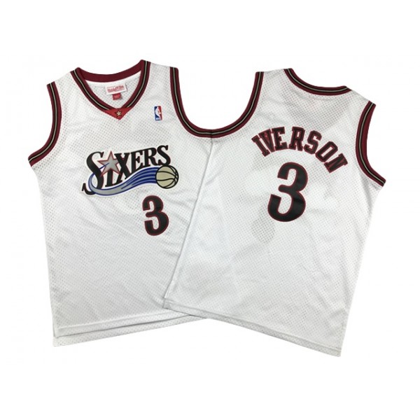 Philadelphia 76ers #3 Allen Iverson Youth White Hardwood Classics Jersey