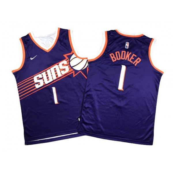 Phoenix Suns #1 Devin Booker Youth 2023-24 New Purple Swingman Jersey