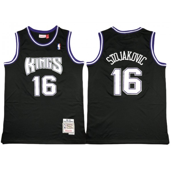 Sacramento Kings #16 Peja Stojakovic 2001-02 Black Hardwood Classics Jersey