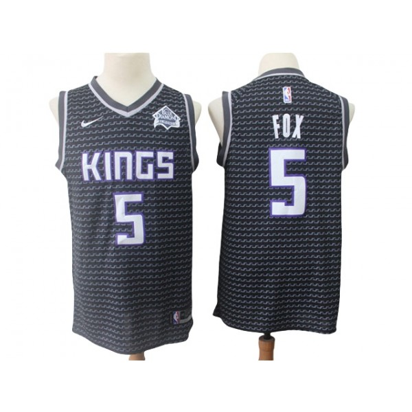 Sacramento Kings #5 De'Aaron Fox Black Swingman Jersey