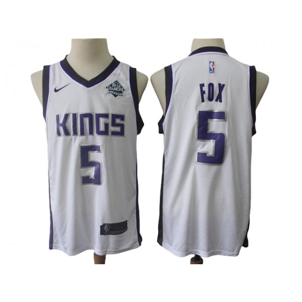 Sacramento Kings #5 De'Aaron Fox White Swingman Jersey