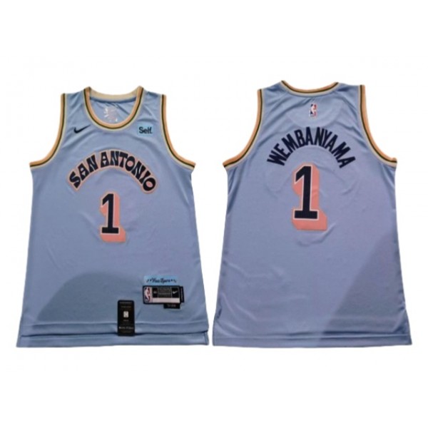 San Antonio Spurs #1 Victor Wembanyama 2024/25 Light Blue City Edition Swingman Jersey