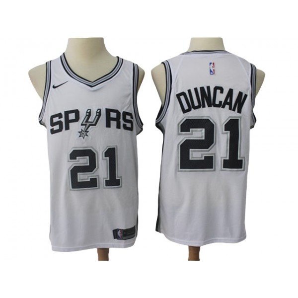 San Antonio Spurs #21 Tim Duncan White Swingman Jersey