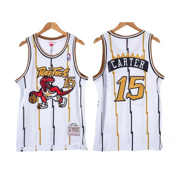 Toronto Raptors #15 Vince Carter 1998-99 White/Gold Hardwood Classics Jersey