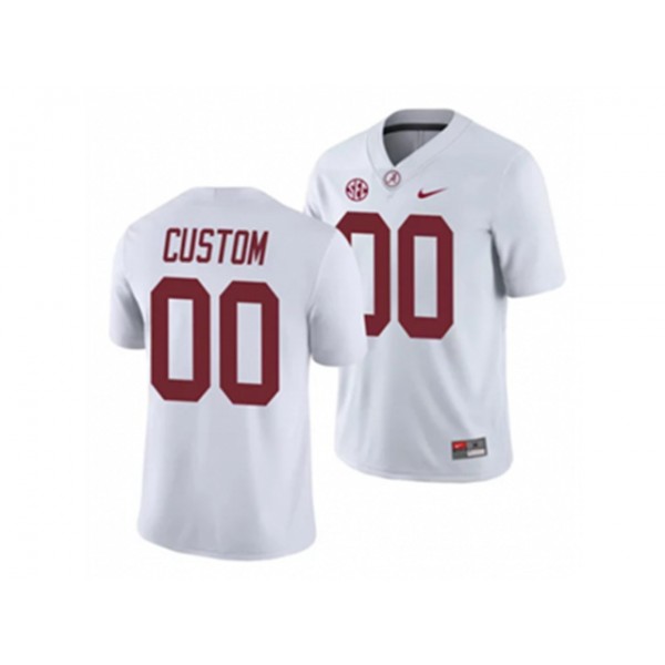 NCAA Alabama Crimson Tide #00 White Football Custom Jersey